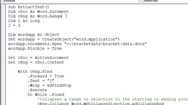 Extract Data From Word Document Using Word And Excel VBA