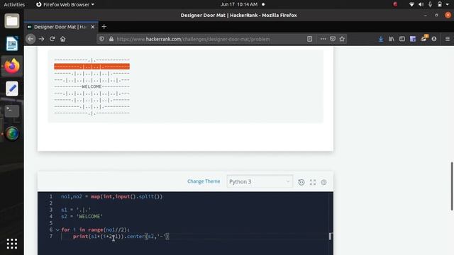 Designer Door Mat HackerRank problem Solution in Python смотреть онлайн