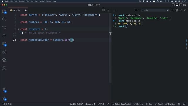 JavaScript Array Methods: sort() смотреть онлайн