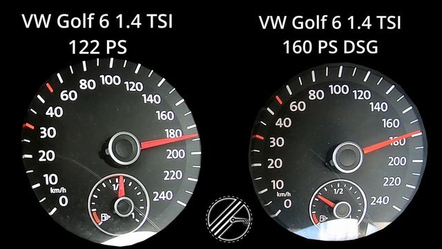 VW Golf 6 1.4 TSI 122 PS vs. VW Golf 6 1.4 TSI DSG 160 PS 0-180 kmh Acceleration Comparison смотреть онлайн
