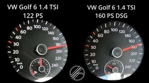 VW Golf 6 1.4 TSI 122 PS vs. VW Golf 6 1.4 TSI DSG 160 PS 0-180 kmh Acceleration Comparison