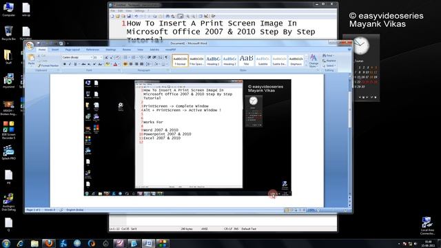 How To Insert A Print Screen In Microsoft Office 2007 & 2010 Step By Step Tutorial смотреть онлайн