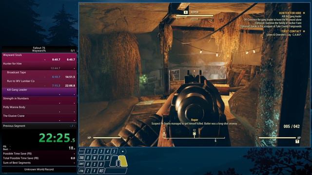 Fallout 76 Speedrun Wayward % (Unofficial) 46:22