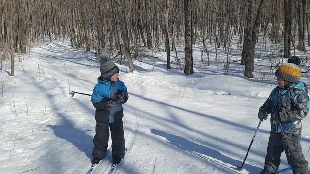 Учимся кататься на беговых лыжах. Learning to cross-country skiing. смотреть онлайн