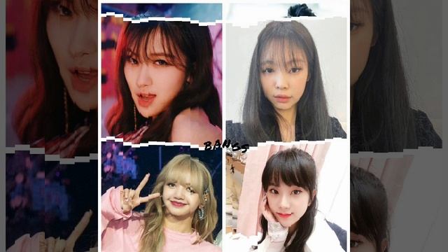 blackpink members with different hairstyles#buns #braid#ponytail#curly#bangs#blackpink смотреть онлайн