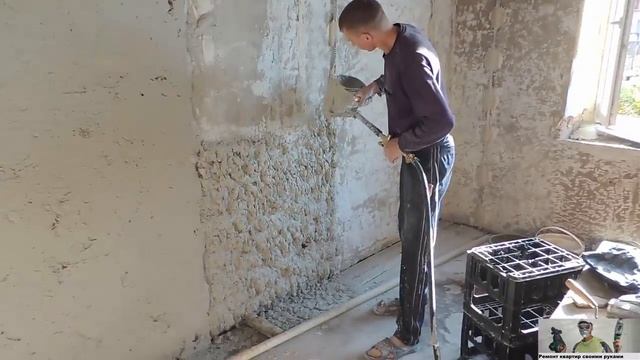 Штукатурим стены в доме при помощи штукатурной станции и хоппер ковша. А также приколы на работе.