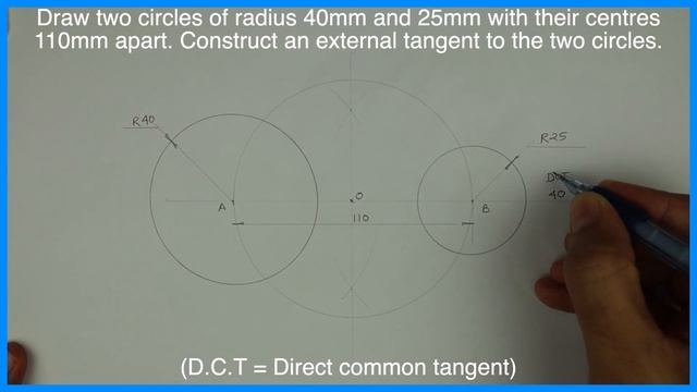 Direct common tangent DCT External tangent Engineering drawing Technical drawing смотреть онлайн