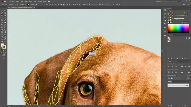 Иллюстрация Пса в Лоу Поли стиле в Adobe Illustrator смотреть онлайн