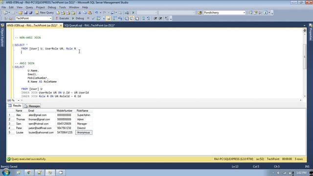 ANSI JOIN | NON-ANSI JOIN | EQUI JOIN | SQL JOIN #techpointfundamentals смотреть онлайн