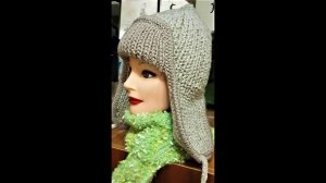 Мужская шапка ушанка спицами