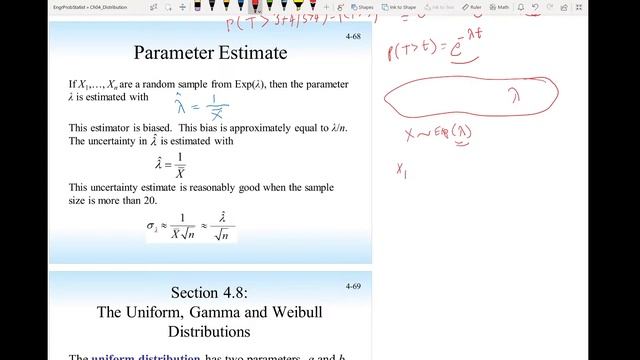 Ch4 Exponential, Uniform, Gamma, and Weibull Distributions Video 5 of 8