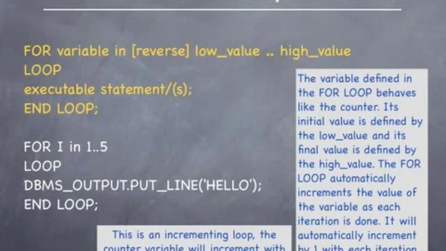 Oracle pl sql tutorial - For LOOP construct #19 смотреть онлайн