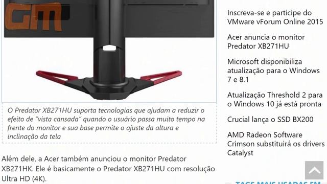 ACER ANUNCIA O MONITOR PREDATOR XB271HU!! смотреть онлайн