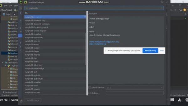 Install Matplotlib Library in Pycharm and create a line chart in Python