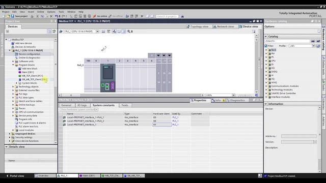 Modbus TCP - Конфигурация Modbus Client/Server на базе ПЛК S7-1500 смотреть онлайн