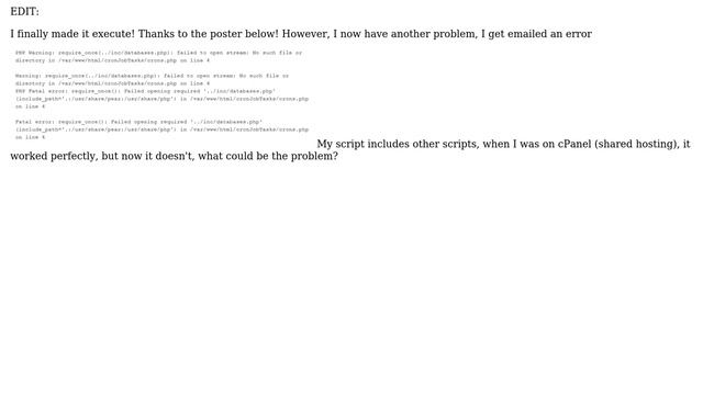 Unix & Linux: Executing PHP with CronJobs in CentOS 6.4 not working? смотреть онлайн