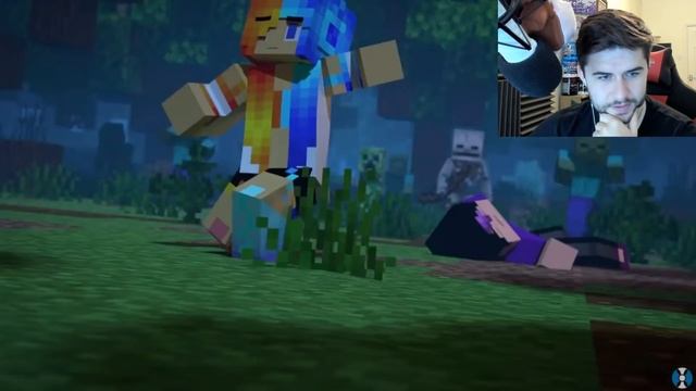 REACTING TO ALEX & STEVE SURVIVAL! Minecraft Animations!! смотреть онлайн