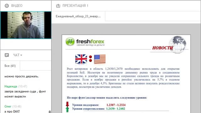 Ежедневный обзор FreshForex по рынку форекс 23 января 2017 смотреть онлайн