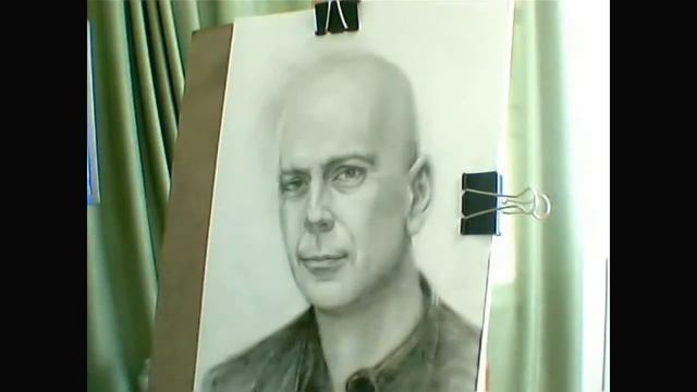 Speed Drawing Portrait Bruce Willis. Рисование портрета Сухая кисть смотреть онлайн