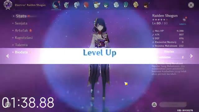 Speedrun Upgrade Baal Level 1 To Level 90 - Genshin Impact