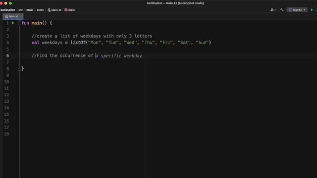 Kotlin: Find the occurrence of a string in a list смотреть онлайн