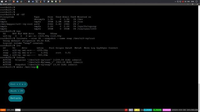 Создание lvm snapshot | Ubuntu Server 18.04 LTS смотреть онлайн
