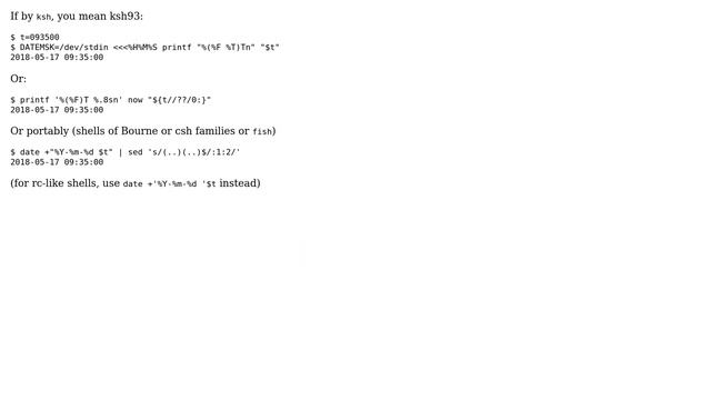 Unix & Linux: Convert String to time format and append with current date - Shell/ksh смотреть онлайн