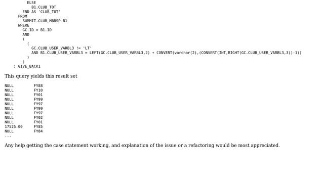 Databases: Is my case statement broken by the use of outer apply? смотреть онлайн
