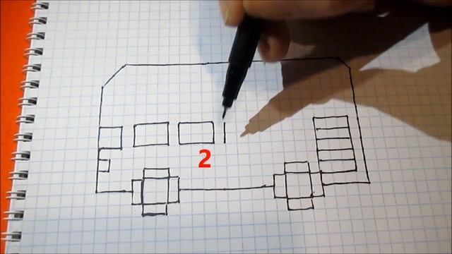 Автобус 2 Как нарисовать по клеточкам в тетради Лондонский автобус смотреть онлайн