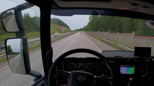 Perfect First Person View, POV Truck Driving On The E18 Towards Enköping