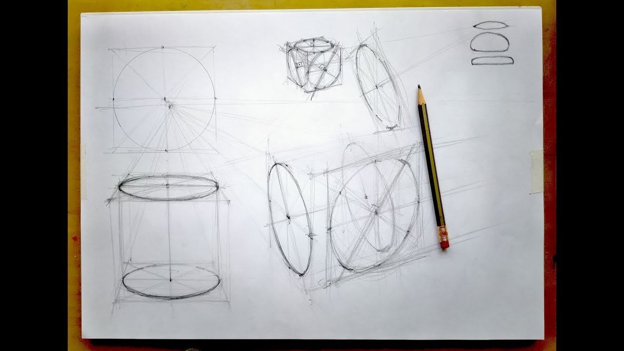 Изображение окружности в перспективе. Эллипс. смотреть онлайн