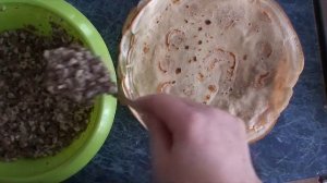 Рецепт: Блинчики с печенью и рисом