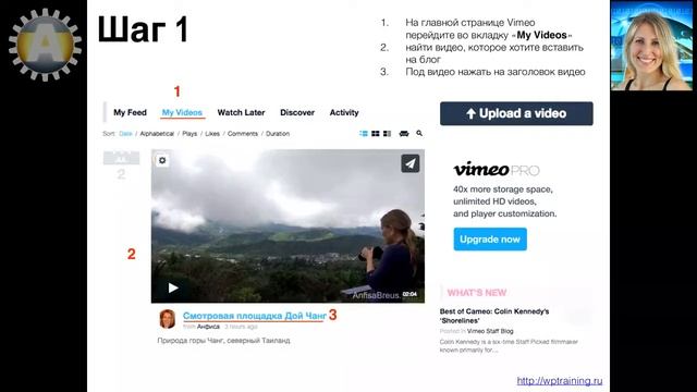 Урок 26-6. Vimeo. Где взять код/ссылку для вставки видео с Vimeo в статью блога WordPress. 2 способ смотреть онлайн
