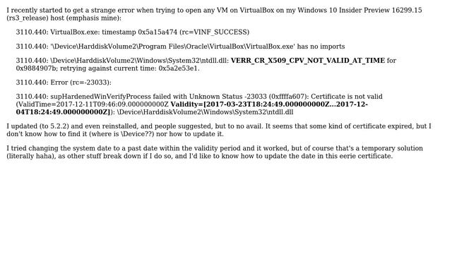 VirtualBox VERR_CR_X509_CPV_NOT_VALID_AT_TIME смотреть онлайн