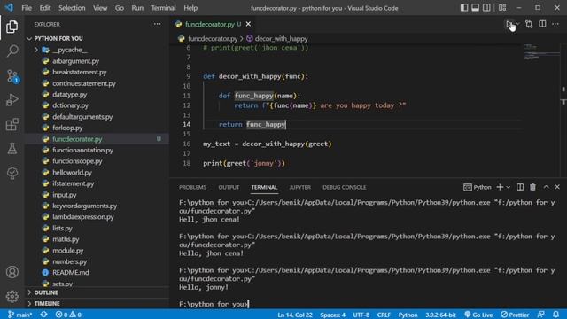 Python Tutorial for Beginners 28: Functions decorators in Python смотреть онлайн