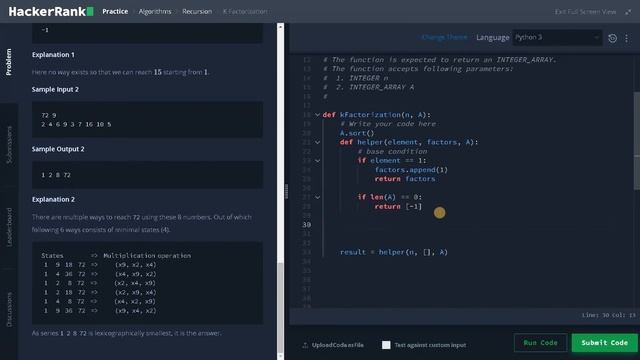212 - K Factorization | Recursion | Hackerrank Solution | Python смотреть онлайн