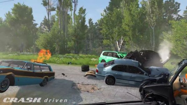 Massive Spike Strip Pile Up Crashes #13 - BeamNG Drive | CRASHdriven