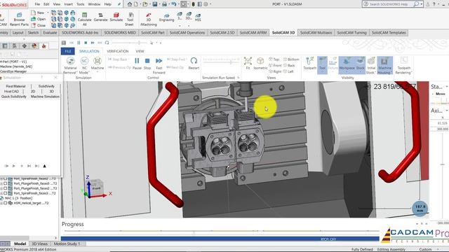 SolidCAM 2019 Tutorial #18 | 5 Axis Port Machining Simulation смотреть онлайн