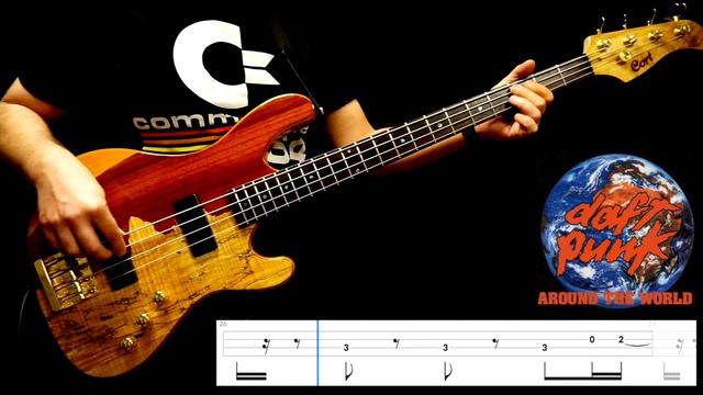 Daft Punk "Around the World" - bass play through extract with play along tabs смотреть онлайн