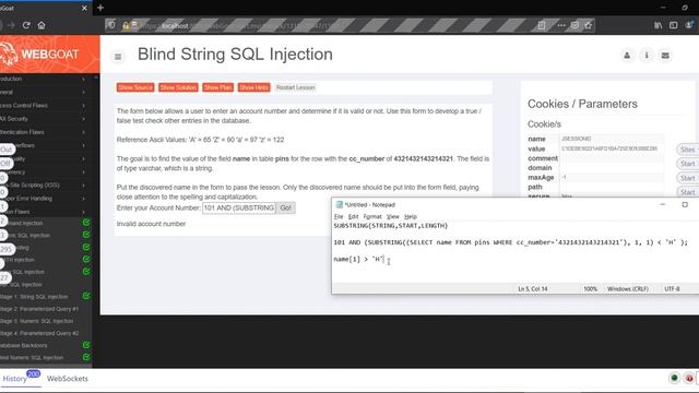 [WebGoat 7 - Injection Flaws] Blind String SQL Injection смотреть онлайн