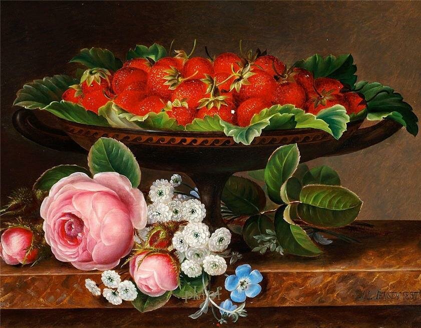Датский художник Йохан Лоренц Дженсен (Johan Laurentz Jensen) (1800 – 1856). Цветочная живопись смотреть онлайн