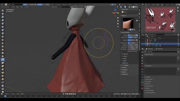 Blender 3D: Hornet from "Hollow Knight" Modeling Timelapse