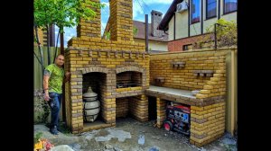 Мангал из кирпича с встроенным тандыром