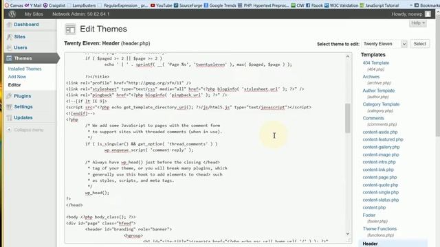 Remove a search box from theme 2011 in WordPress as a Network Admin смотреть онлайн
