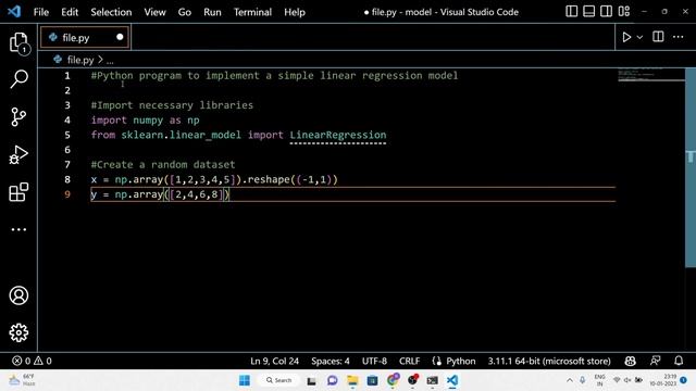 A Simple Python Program to Implement Linear Regression Model | Machine Learning For Beginners смотреть онлайн