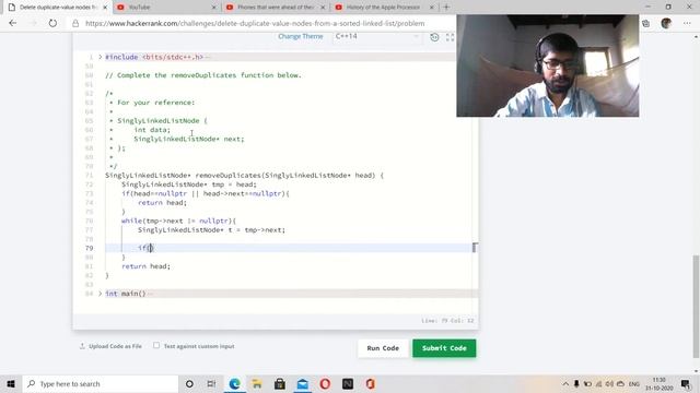 Delete duplicate-value nodes from a sorted linked list: HackerRank смотреть онлайн