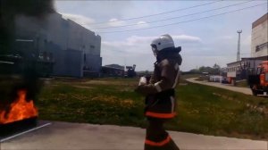 Тест ОВЭ огнетушителей Bontel, тушение горящего топлива