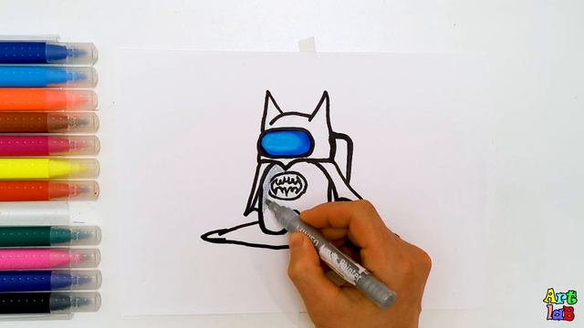 How to draw and coloring page Among us Batman collabrations: смотреть онлайн