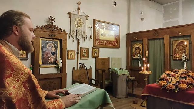 14.08.2022. Вечернее богослужение с чтением Акафиста Честному и Животворящему Кресту Господню смотреть онлайн