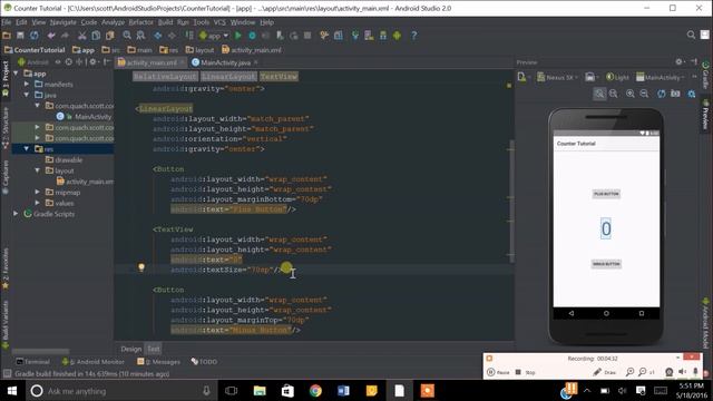 Android Studio Counter Tutorial смотреть онлайн